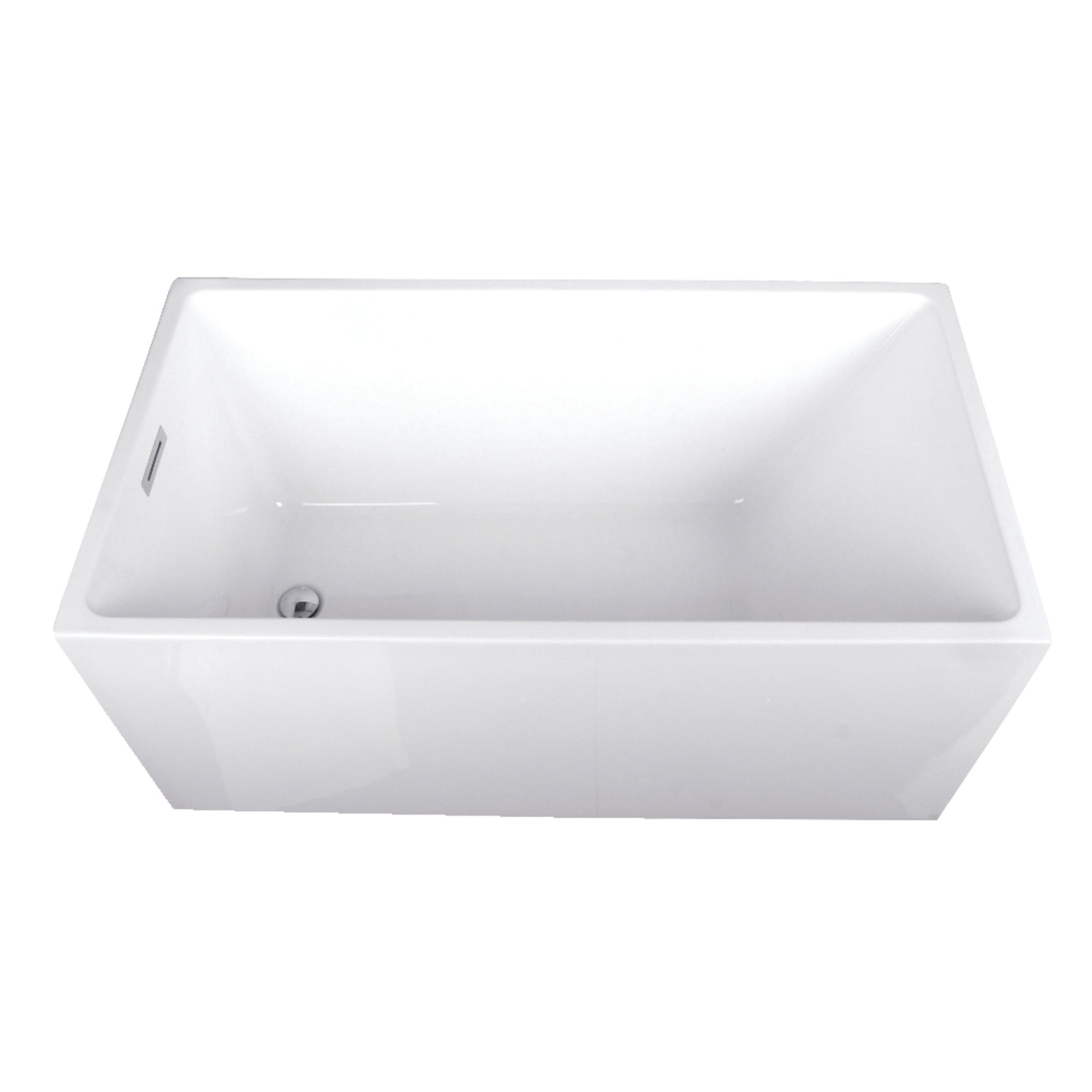 Kingston Brass VTSQ512823 51-Inch Acrylic Rectangular Double Ended Freestanding Tub with Drain in Glossy White