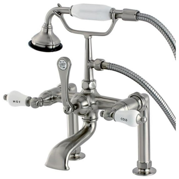Aqua Eden Vintage Deck Mount Clawfoot Tub Faucet - Satin Nickel