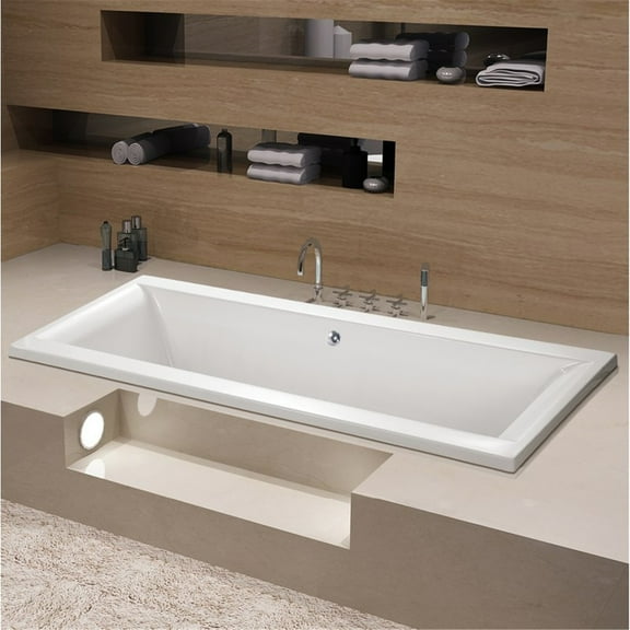 Aqua Eden XVTPN672817 67-Inch Acrylic Rectangular Drop-In Tub with Reversible Drain Hole, White