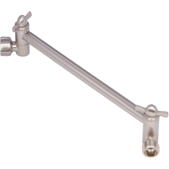 Aqua Elegante 10 inch Brass Adjustable Shower Arm, Extension Tool - Brushed Nickel