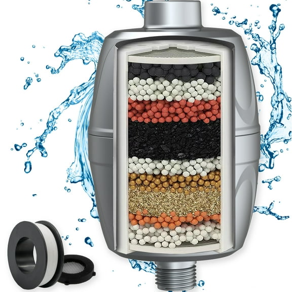 Aqua Elegante 16-Stage Shower Filter for Removing Chlorine and Purifying Water - Chrome
