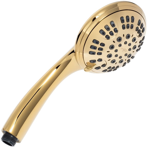 Aqua Elegante 6 Function Handheld Shower Head for High Pressure Showers - 1.8 GPM - Polished Brass
