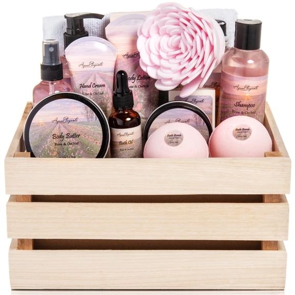 Aqua Elegante Luxury Spa Gift Set - Premium Bath Kit With Rose Oil & Orchid