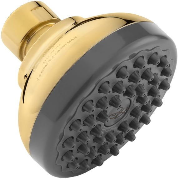 Aqua Elegante Pressure Boosting Shower Head for Low Flow Showers - 2.5 GPM - Polished Brass