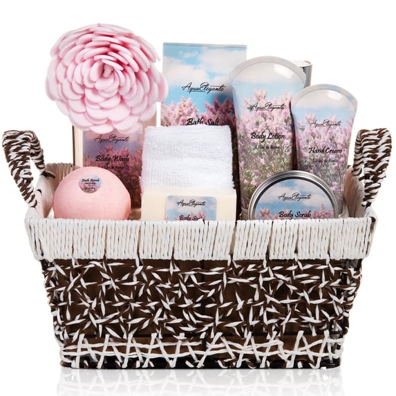Aqua Elegante Spa Basket For Women - Luxury Bath Gift Set With Lilac ...