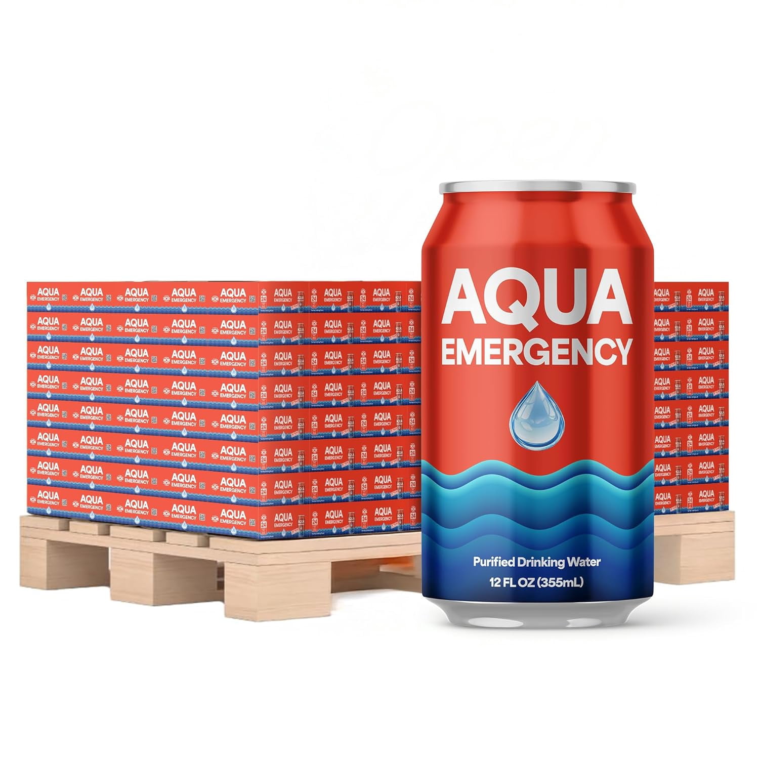 Aqua Emergency Emergency Drinking Water Cans 12 fl oz (2400 Pack) – 50 Year Shelf Life, BPA-Free Purified Water, Reverse Osmosis, Bulk Water Supply for Survival, Camping & Disaster Preparedness