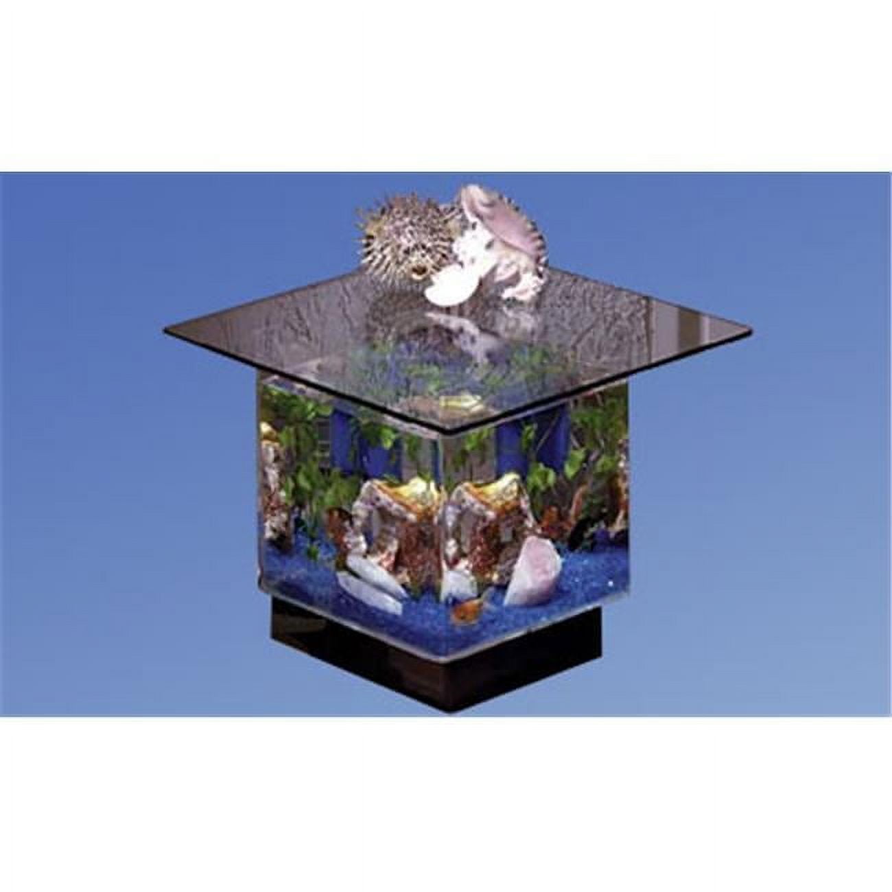 Black Acrylic LED-Lit 15 Gallon End Table Aquarium