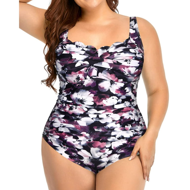 Aqua Eve Women Plus Size Swimsuits One Piece Tummy Control Bathing