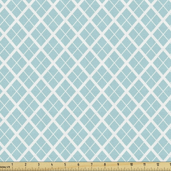 Ambesonne Aqua Fabric by the Yard Upholstery, Swirled Waves Ocean Theme, 5 Yards, Pale Blue White