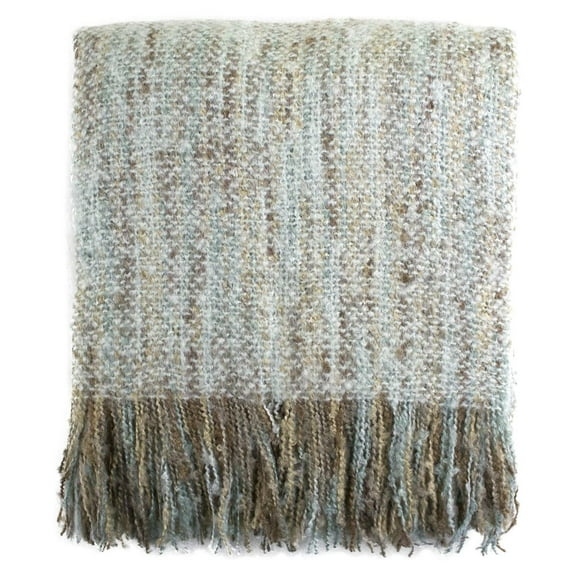 Aqua Faux Mohair Throw Blanket - Shabby Chic Tassel Blanket, Cozy Home Decor, 50"x60"