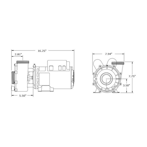 Aqua-Flo by Gecko 06125000-1040 Pump, Aqua-Flo FMXP2, 2.5HP, SD, 48-Frame, 2-Speed, 230V, 10.0/2.6A, 2"MBT, Includes Unions