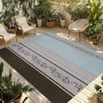 thumbnail image 1 of Aqua Floral Outdoor Rug for Patio/Deck/Porch, Non-Slip Large Area Rug 5 x 8 Ft, Modern Farmhouse Leaves Brown Striped Indoor Outdoor Rugs Washable Area Rugs, Reversible Camping Rug Carpet Runner, 1 of 8