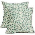 thumbnail image 1 of Aqua Floral Pillow Covers 20x20 Set of 2 Vintage Rustic Old Style Cute Small Flower Teal Cream Print Decorative Outdoor Pillowcases Farmhouse Throw Cushion Case Decor for Couch Sofa Bed, 1 of 6