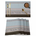 thumbnail image 1 of Aqua Floral Placemats Set of 6 Modern Farmhouse Leaves Brown Striped Place Mats Indoor Wipeable Table Mats Washable Cloth Dining Table Placemats for Kitchen Holiday Party Home Decor 13x19 Inch, 1 of 9