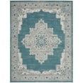 thumbnail image 1 of Aqua Floral Power Loom Distressed Rectangle Area Rug - Aqua, 1 of 1