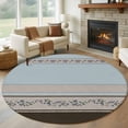 thumbnail image 1 of Aqua Floral Round Area Rug 7Ft Washable Circle Rugs for Dorm Laundry Room, Modern Farmhouse Leaves Brown Striped Non-Slip Carpet Floor Mats Indoor Outdoor Carpet Runner Aesthetic Home Decor, 1 of 8