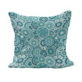 thumbnail image 1 of Aqua Fluffy Throw Pillow Cushion Cover, Hippie Floral Leaves Mandala Rounds Traditional Elements Print, Decorative Square Accent Pillow Case, 16" x 16", Turquoise Teal White, by Ambesonne, 1 of 5