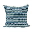 thumbnail image 1 of Aqua Fluffy Throw Pillow Cushion Cover, Retro Vintage Chevron Geometrical Zig Zag Stripes, Rectangle Accent Pillow Case, 36" x 16", Pale Blue Navy Blue, by Ambesonne, 1 of 5