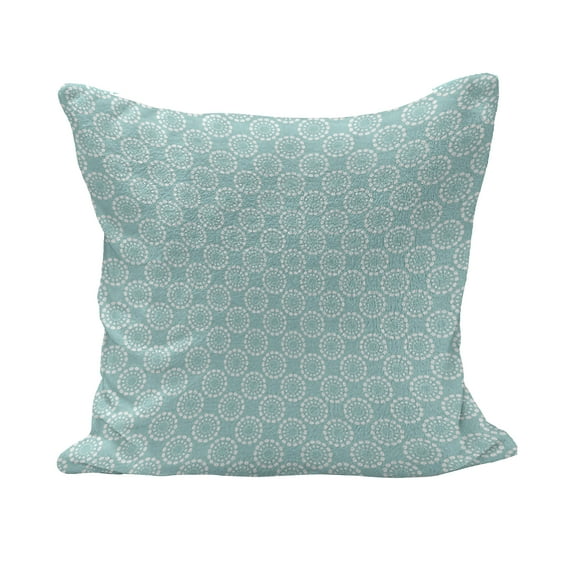 Aqua Fluffy Throw Pillow Cushion Cover, Sun Flower with Dots Geometric Vintage Hippie Round Art Image, Decorative Square Accent Pillow Case, 26" x 26", Seafoam and White, by Ambesonne