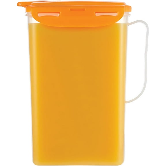 Aqua Fridge Door Water Jug with Handle BPA Free Plastic Pitcher with Flip Top Lid Perfect for Making Teas and Juices, 2 Quarts, Clear