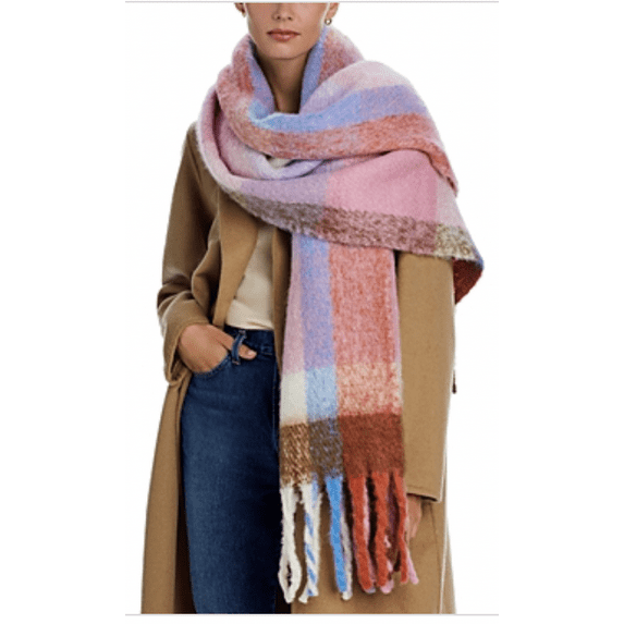 Aqua Fringe Scarf Pink/Multi