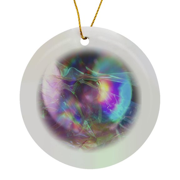 3drose, Aqua Fuchsia Textured Outer Space, Circle Porcelain Ornament