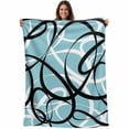 thumbnail image 1 of Aqua Geometric Blanket Soft Cozy Warm Throw Blanket for Couch, Plush Fuzzy Flannel Fleece Blankets for Sofa, Modern Black White Striped Abstract Lines Bed Blankets Lightweight Gifts for Men, 40"x50", 1 of 9