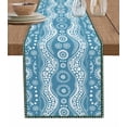 thumbnail image 1 of Aqua Geometric Burlap-Cotton Table Runner 36 Inches Long,Modern Abstract Polka Dots Farmhouse Table Runners,Outdoor Dining Tablecloths Decor for Baby Shower/Party/Wedding 13x36, 1 of 1