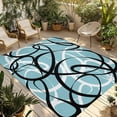 thumbnail image 1 of Aqua Geometric Outdoor Rug for Patio/Deck/Porch, Non-Slip Large Area Rug 5 x 8 Ft, Modern Black White Striped Abstract Lines Indoor Outdoor Rugs Washable Area Rugs, Camping Rug Carpet Runner, 1 of 8