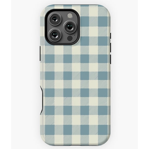 Aqua Gingham Pattern Aesthetic Phone Case for iPhone 16 15 14 13 12 11 Pro Max