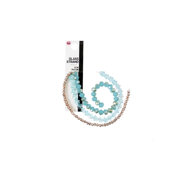 Aqua Glass Bead Strand for DIY Jewelry and Craft Projects