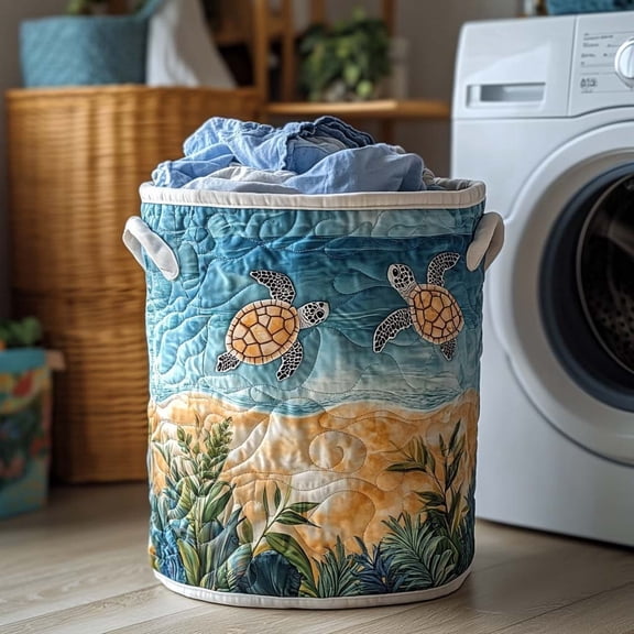 Aqua Glide Quilted Laundry Basket