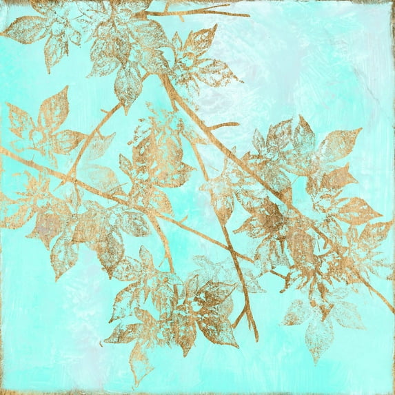 "Aqua & Gold Maple I" Painting Print on Wrapped Canvas