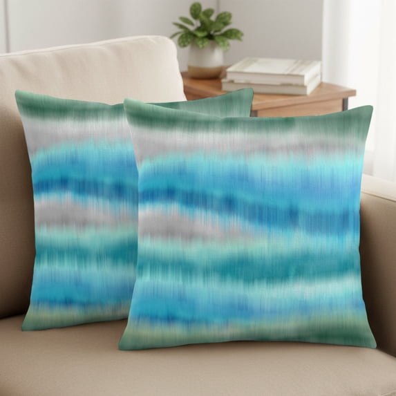 Aqua Gradient Sea Mist Pillow Covers Set of 2, Abstract Blue Green ...