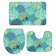 thumbnail image 1 of Aqua Gray Shell Coral Bath Mat 3 Piece Bathroom Rug Set, Coastal Summer Beach Nautical Ocean Non Slip Bath Rug Contour Mat and Toilet Lid Cover, Absorbent Shower Mats Soft Bath Rugs and Mats Sets, 1 of 8