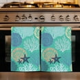thumbnail image 1 of Aqua Gray Shell Coral Kitchen Towels Set of 4, Coastal Summer Beach Nautical Ocean Absorbent Dish Towels for Kitchen, Microfiber Hand Towel, Quick Drying Tea Towel for Cleaning Decorative Dishcloths, 1 of 7