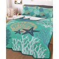 thumbnail image 1 of Aqua Gray Shell Coral Twin Size Down Alternative Comforter,Lightweight Comforter Quilt Bedding Set with Pillow Shams Coastal Summer Beach Nautical Ocean All Seasons Bed Comforter Duvet Insert 68"x86", 1 of 7