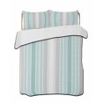 thumbnail image 1 of Aqua Gray Stripes Summer Quilt Set Twin Size,Soft Microfiber Quilted Bedding Set with 2 Pillow Shams,Minimalist Gradient Lines Aesthetic Lightweight All Season Bedspread Coverlet for Bedroom 68"x86", 1 of 6