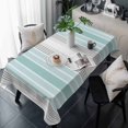thumbnail image 1 of Aqua Gray Stripes Table Cloth Waterproof Tablecloths, Minimalist Gradient Lines Aesthetic Tablecloth Dining Table Cover for Kitchen Party Tabletop Outdoor, Rectangle Tablecloth 60x120 Inch, 1 of 9