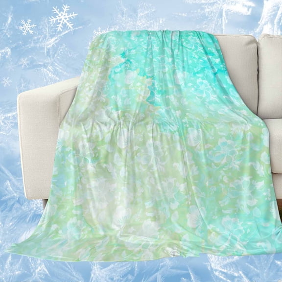 Aqua Green Cooling Blanket,Lightweight Breathable Summer Throw Blanket with Double Sided Cold Effect,Watercolor Colorful Ombre Abstract Floral Art Picnic Blankets Bed Sheet for Hot Sleepers 30"x40"