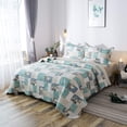 thumbnail image 1 of Aqua Green Country-Chic Print Quilt Set, 1 of 5