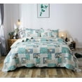 thumbnail image 1 of Aqua Green Country-Chic Print Quilt Set, 1 of 8