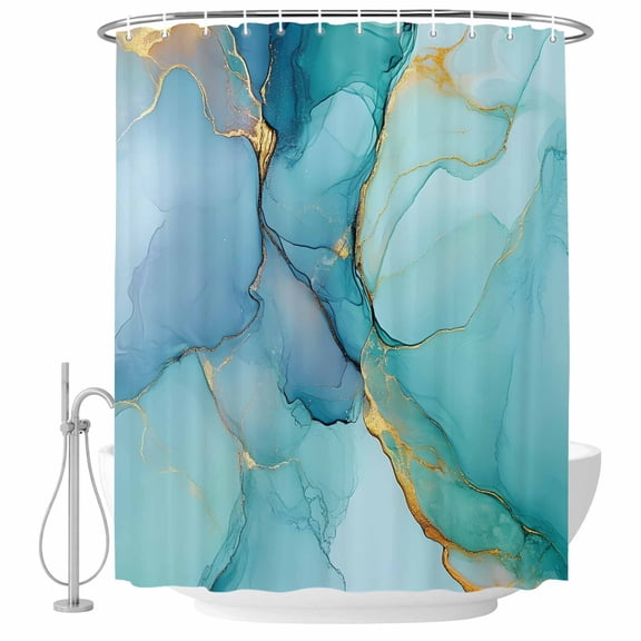 Aqua Green Fabric Shower Curtain Modern Style Washable Shower Curtains for Bathroom, Waterproof Bath Curtain with Hooks Home Decor 36x72in