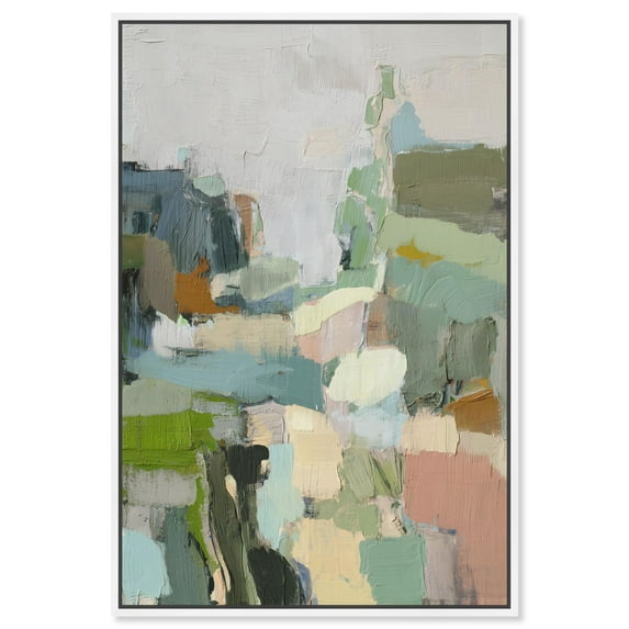 Aqua Green Genesis Canvas Print Green Wall Decor by Art Remedy, White Frame, 16 x 24