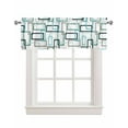 thumbnail image 1 of Aqua Green Linen Curtain Valance for Bedroom/Bathroom/Kitchen/Office/Living/Dining Room Windows, Geometric Black Grey Simple White Rod Pocket Topper Decorative Cafe Drapes Panel 60"x18", 1 of 6