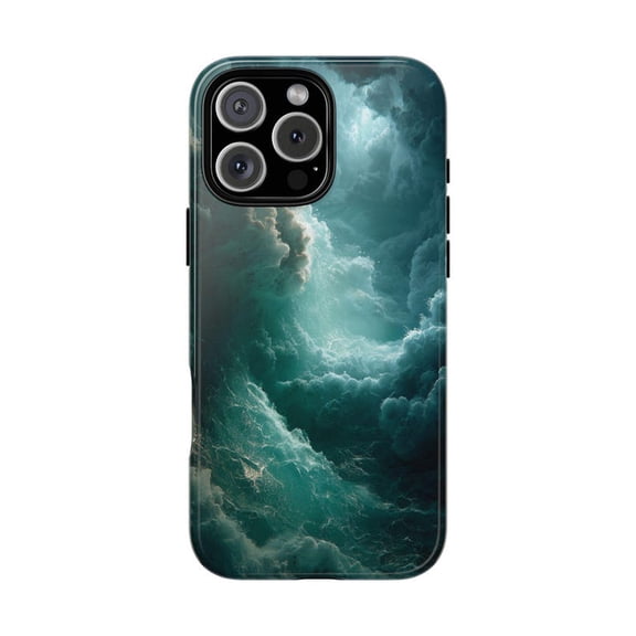Aqua Green Ocean Currents Swirling Sea Waves Art Case with iPhone 17 to 11 Pro Max