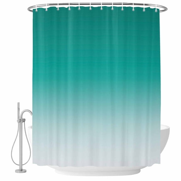 Aqua Green Ombre Fabric Shower Curtain Gradient Gradual Color Washable Shower Curtains for Bathroom, Waterproof Bath Curtain with Hooks Home Decor 36x72in