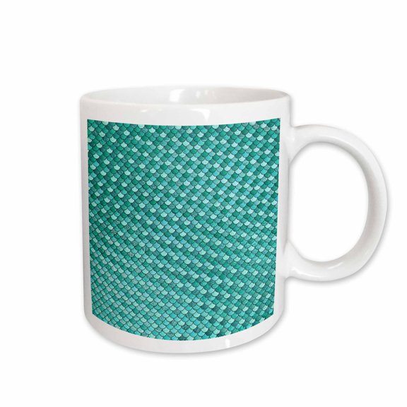 3drose, Aqua Green Pearlized Mermaid Scallops Pattern, 15oz Mug