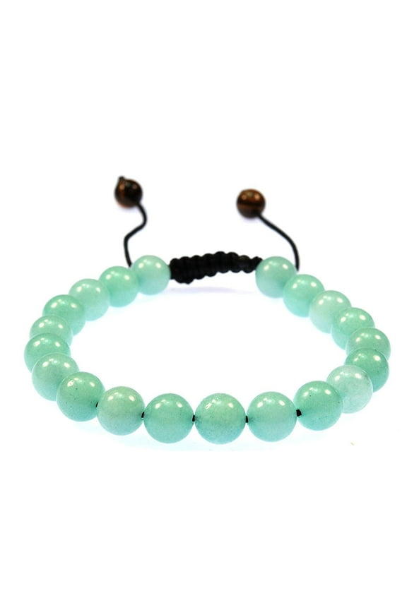 Aqua Green Quartz Gemstone Adjustable Macrame Style Bracelet - 91020