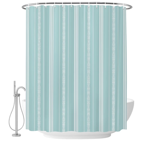Aqua Green Stripes Shower Curtain for Bathroom, Classic Minimalist Stripe Modern Geometric Waterproof Machine Washable Shower Curtain Set with Hooks, Bath Decoration for Home Bathtub Stall 72"x72"